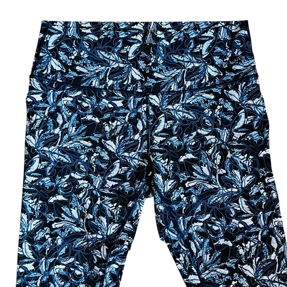 Lululemon Women’s 12 Blue Wunder Under Crop Leggings High Rise Embellished Multi